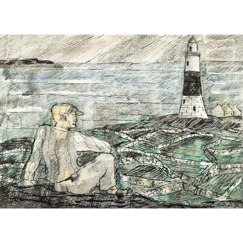 59 - Basil Ivan Rakoczi (1908-1979)  The Light House, West of Ireland  Indian ink and watercolour, 24.5 x... 