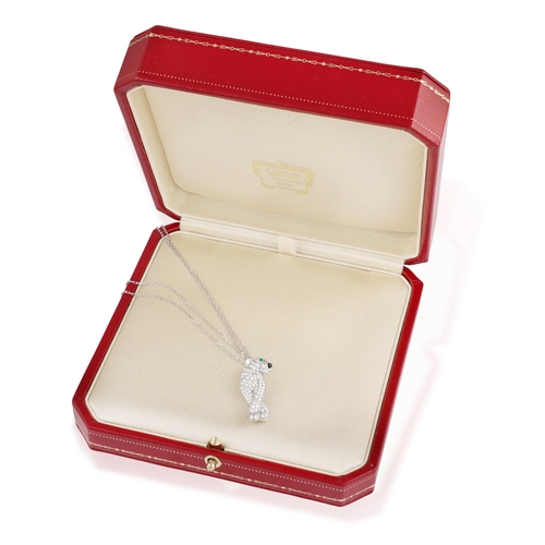 86 - CARTIER: A DIAMOND, EMERALD AND ONYX 'PANTHÈRE DE CARTIER' PENDANT NECKLACE, CIRCA 2012  Designed as... 