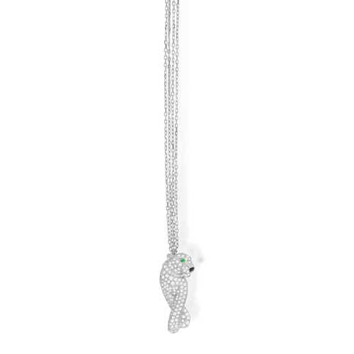 86 - CARTIER: A DIAMOND, EMERALD AND ONYX 'PANTHÈRE DE CARTIER' PENDANT NECKLACE, CIRCA 2012  Designed as... 