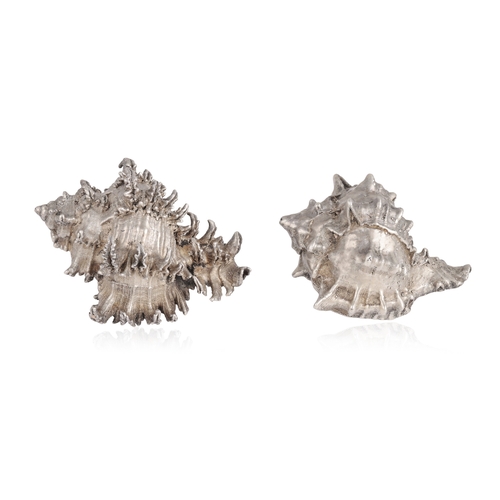 90 - BUCCELLATI: TWO SILVER COATED DECORATIVE OBJECTS  The Murex and the Cassis Cornuta shells, each 999 ... 