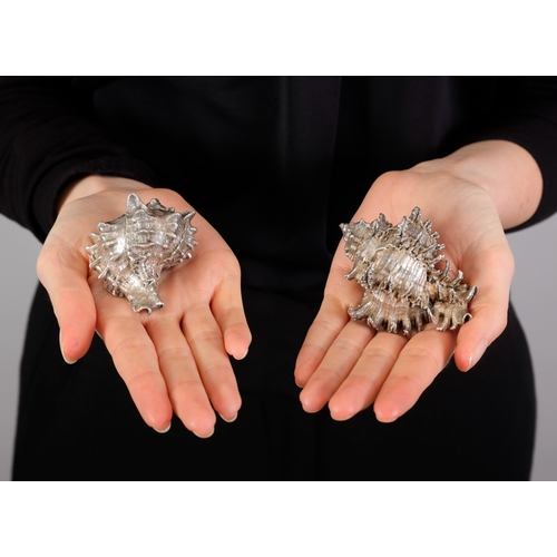90 - BUCCELLATI: TWO SILVER COATED DECORATIVE OBJECTS  The Murex and the Cassis Cornuta shells, each 999 ... 