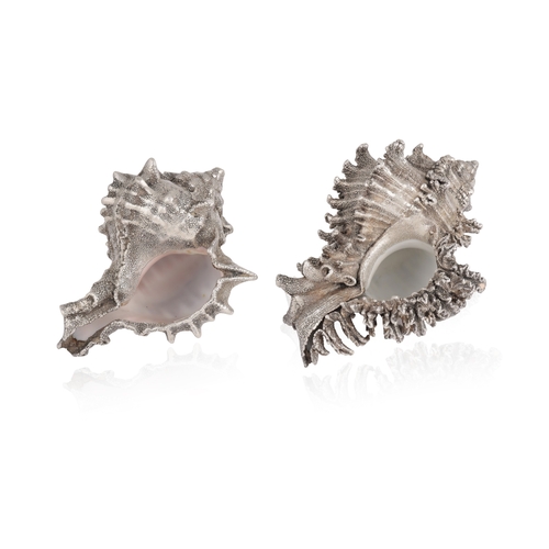 90 - BUCCELLATI: TWO SILVER COATED DECORATIVE OBJECTS  The Murex and the Cassis Cornuta shells, each 999 ... 