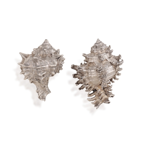 90 - BUCCELLATI: TWO SILVER COATED DECORATIVE OBJECTS  The Murex and the Cassis Cornuta shells, each 999 ... 