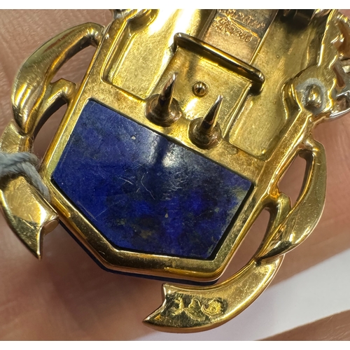 65 - CARTIER: A RARE AND COLLECTIBLE LAPIS LAZULI, TURQUOISE AND DIAMOND NOVELTY CLIP BROOCH, CIRCA 1945 ... 