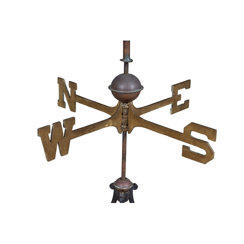 A COPPER AND WROUGHT IRON AIRPLANE WEATHER VANE, the propeller plane ...