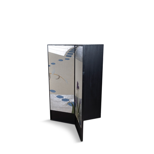 100 - PATRICIA JORGENSEN (B.1936)  'Stepping stones' folding screen  Applique and embroidery using silks, ... 