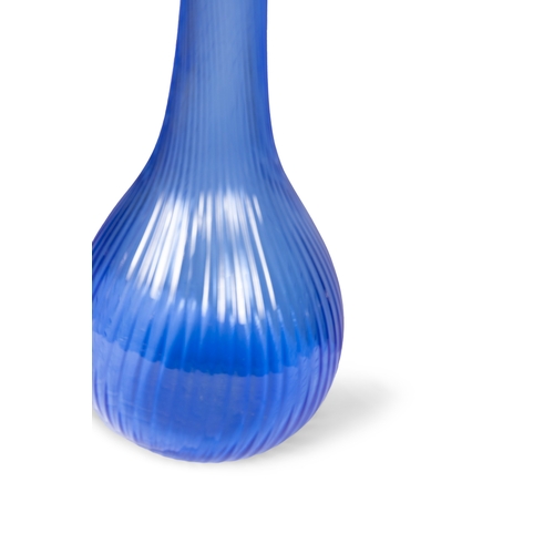 122 - DAUM  A blue glass stem vase by Daum, France. Signed. 35cm (h)