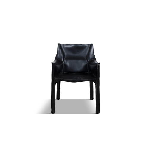 127 - MARIO BELLINI (B.1935)  A set of four Cab 414 armchairs by Mario Bellini for Cassina, in black leath... 
