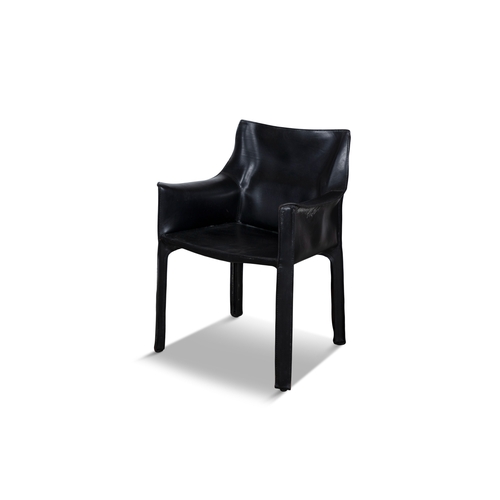 127 - MARIO BELLINI (B.1935)  A set of four Cab 414 armchairs by Mario Bellini for Cassina, in black leath... 