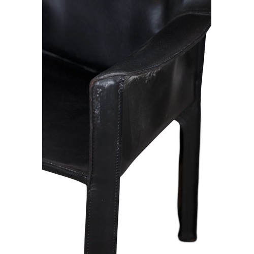 127 - MARIO BELLINI (B.1935)  A set of four Cab 414 armchairs by Mario Bellini for Cassina, in black leath... 