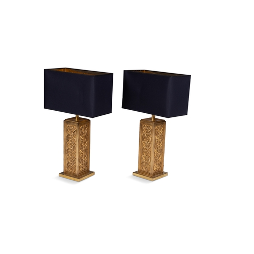129 - BANCI  A pair of gilt table lamps by Banci, Florence. 78cm (h).