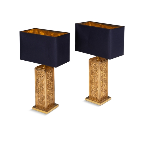 129 - BANCI  A pair of gilt table lamps by Banci, Florence. 78cm (h).
