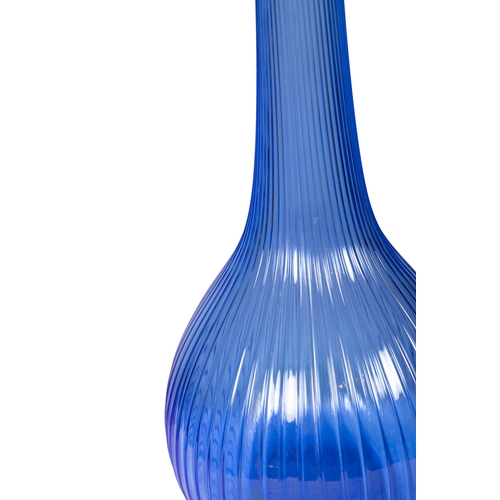 13 - DAUM  A blue glass stem vase by Daum, France. Signed. 50cm (h)