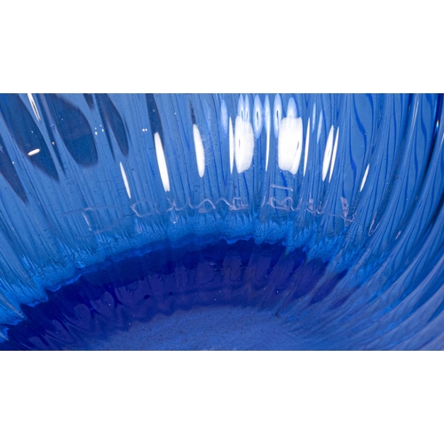 13 - DAUM  A blue glass stem vase by Daum, France. Signed. 50cm (h)