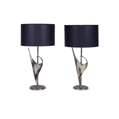130 - BANCI  A pair of metal table lamps by Banci, Florence. 77cm (h).