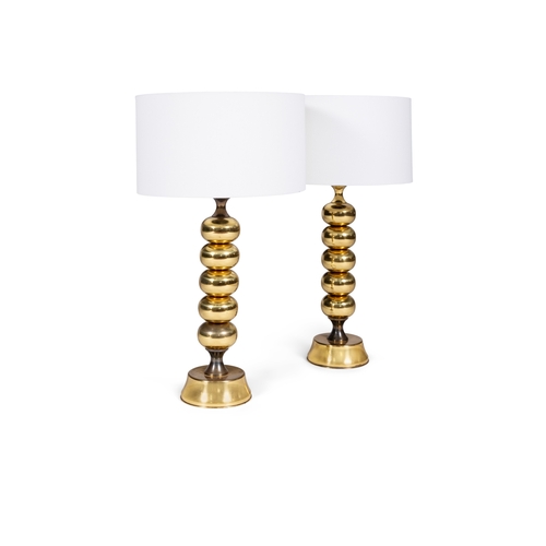 131 - LAMP  A pair of gilt metal table lamps. Sweden, c.1970. 63.5cm (h)