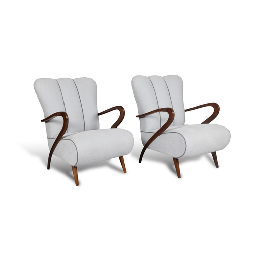 137 - ARMCHAIRS  A pair of Paola Buffa style armchairs. Italy, c.1950. 66 x 74 x 88cm (h); Seat 41cm (h)