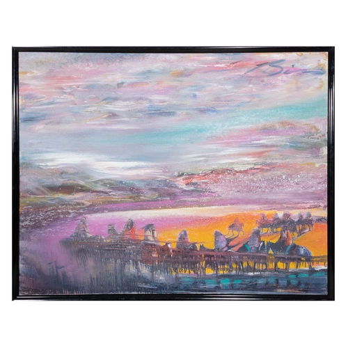 138 - EARL BISS (NATIVE AMERICAN, 1947-1998)  'The Rain is Falling Down and Rainbow Cloud the Day like Dia... 