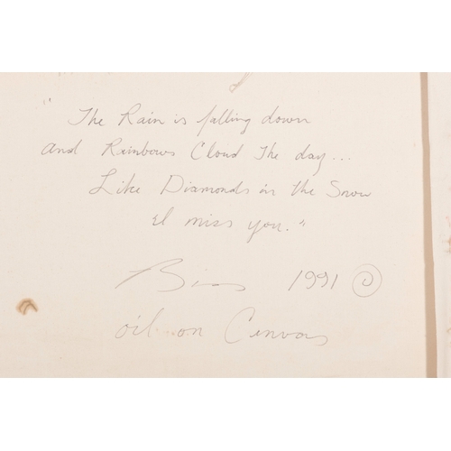 138 - EARL BISS (NATIVE AMERICAN, 1947-1998)  'The Rain is Falling Down and Rainbow Cloud the Day like Dia... 