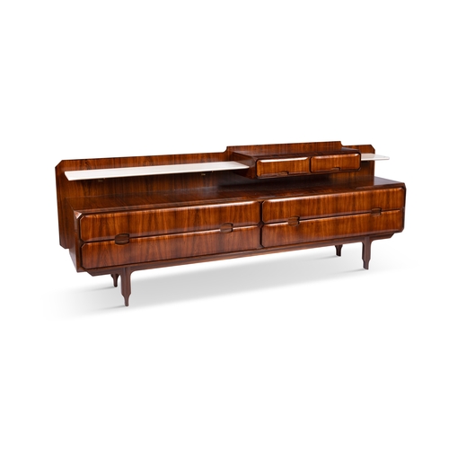 14 - MOBILI CANTÙ  A rosewood sideboard by Mobili Cantù with six drawers and two marble shelves... 