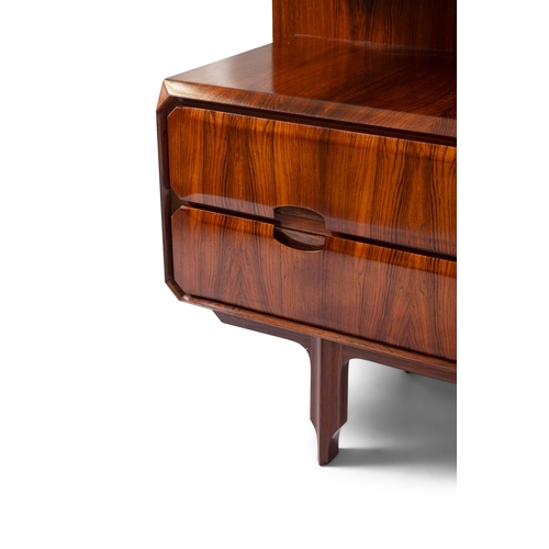 14 - MOBILI CANTÙ  A rosewood sideboard by Mobili Cantù with six drawers and two marble shelves... 
