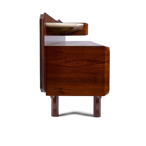 14 - MOBILI CANTÙ  A rosewood sideboard by Mobili Cantù with six drawers and two marble shelves... 