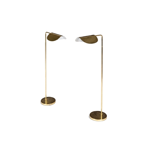 144 - BERGBOMS  A pair of gilt metal floor lamps by Bergboms. Sweden, c.1970. 115cm (h).