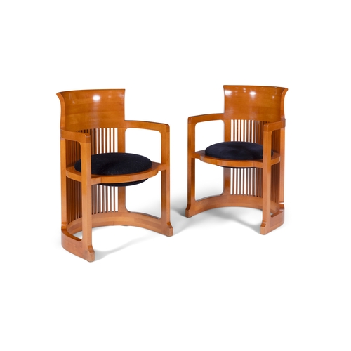 146 - CHAIRS  A pair of carvers in the style of Frank Lloyd Wright. 56 x 56 x 82cm (h); seat 44cm (h)
