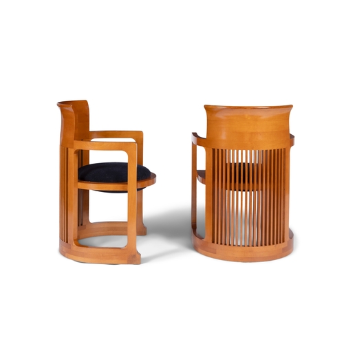 146 - CHAIRS  A pair of carvers in the style of Frank Lloyd Wright. 56 x 56 x 82cm (h); seat 44cm (h)