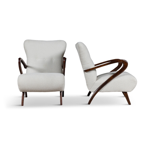 148 - ARMCHAIRS  A pair of Paolo Buffa style armchairs. Italy. c.1960, 61.5 x 70 x 81cm (h); seat 40cm (h)