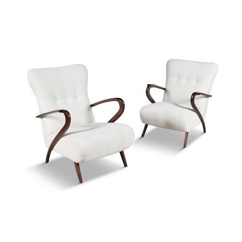 148 - ARMCHAIRS  A pair of Paolo Buffa style armchairs. Italy. c.1960, 61.5 x 70 x 81cm (h); seat 40cm (h)