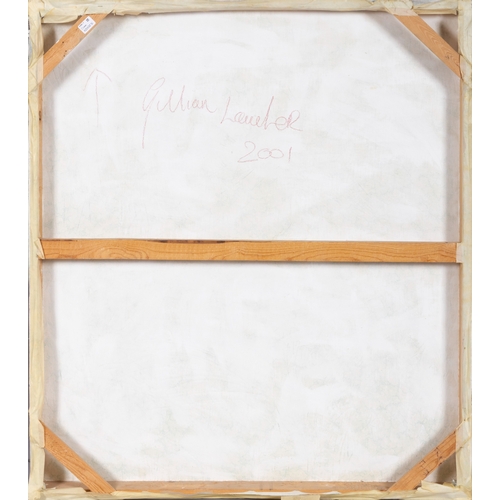 150 - GILLIAN LAWLER (B.1977)  Untitled Mixed media on canvas 121.5 x 106.6cm  Signed and dated 2001 verso