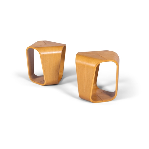 154 - ENRICO CESANA (B.1970)  A pair of oak side tables by Enrico Cesana for Busnelli. Italy, 42 x 42 x 45... 