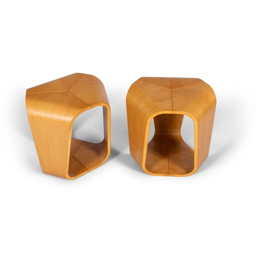 154 - ENRICO CESANA (B.1970)  A pair of oak side tables by Enrico Cesana for Busnelli. Italy, 42 x 42 x 45... 
