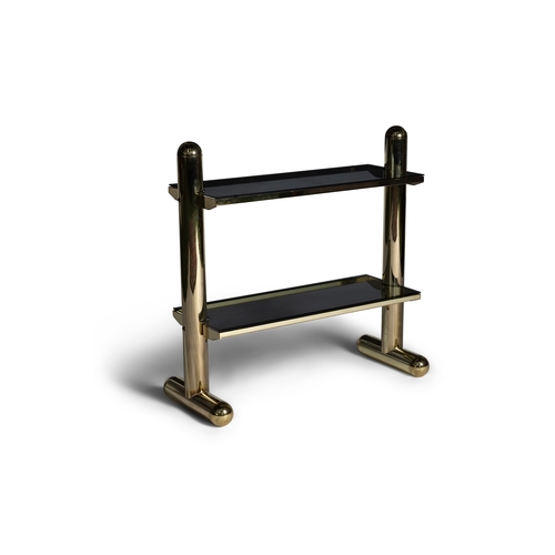 169 - ANGELO BROTTO (1914-2002)  Two-tier console by Angelo Brotto for Metalarte. Gilt metal & glass. Ital... 