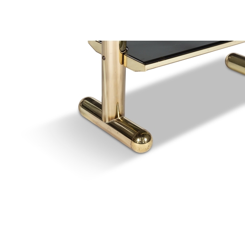 169 - ANGELO BROTTO (1914-2002)  Two-tier console by Angelo Brotto for Metalarte. Gilt metal & glass. Ital... 