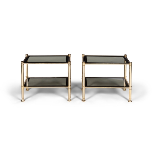 171 - SIDE TABLE  A pair of two-tier gilt metal side tables with glass tops. Italy, c.1970. 61 × 41 &... 