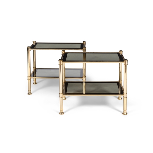 171 - SIDE TABLE  A pair of two-tier gilt metal side tables with glass tops. Italy, c.1970. 61 × 41 &... 