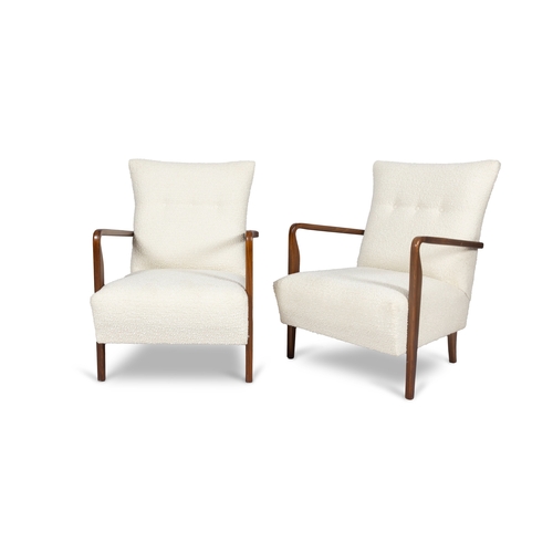 22 - ARMCHAIRS  A pair of Paola Buffa style armchairs. Italy, c.1950. 66 x 74 x 88cm (h); Seat 41cm (h)