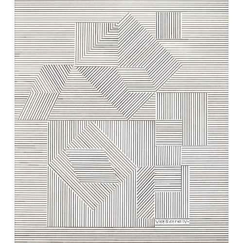 28 - VICTOR VASARELY (1908-1997)  Untitled, 1952 Gouache on paper collage on board, 33.5 x 30cm  Signed  ... 