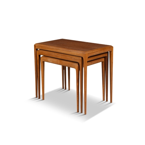 3 - JOHANNES ANDERSEN (1903-1997)  A teak nest of 3 side tables by Johannes Anderson for Silkeborg, 60 x... 