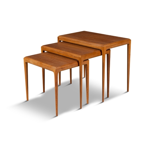 3 - JOHANNES ANDERSEN (1903-1997)  A teak nest of 3 side tables by Johannes Anderson for Silkeborg, 60 x... 