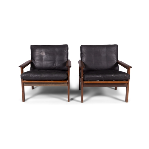 30 - ILLUM WIKKELSØ (1919-1999)  A pair of rosewood armchairs by Illum Wikkelsø with loose blac... 