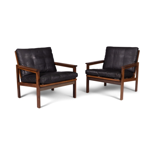 30 - ILLUM WIKKELSØ (1919-1999)  A pair of rosewood armchairs by Illum Wikkelsø with loose blac... 