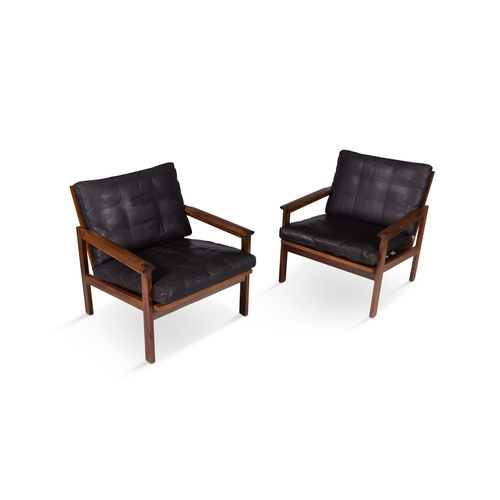 30 - ILLUM WIKKELSØ (1919-1999)  A pair of rosewood armchairs by Illum Wikkelsø with loose blac... 