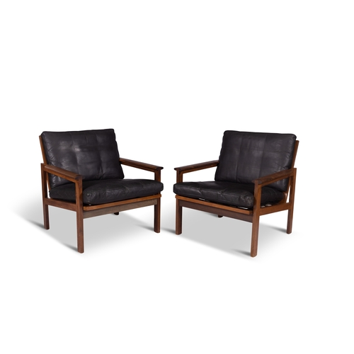 30 - ILLUM WIKKELSØ (1919-1999)  A pair of rosewood armchairs by Illum Wikkelsø with loose blac... 