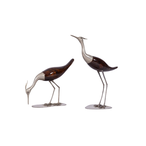 39 - A PAIR OF CRANES   Italy, with maker's mark, 42cm (h) and 28cm (h)