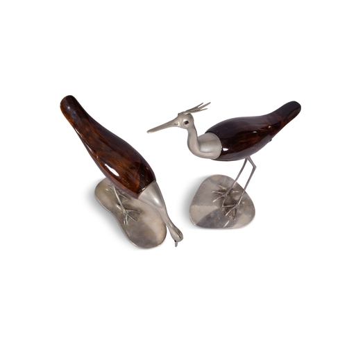 39 - A PAIR OF CRANES   Italy, with maker's mark, 42cm (h) and 28cm (h)