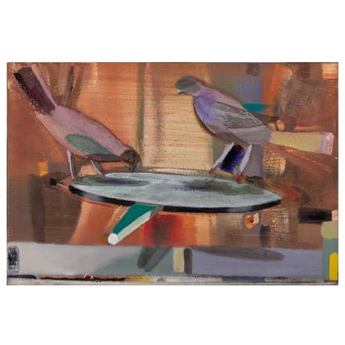 4 - MERLIN JAMES (B.1960)  Birds Acrylic on canvas, 41 x 61cm Signed, inscribed and dated (20)'08  Prove... 