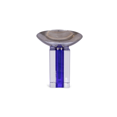 70 - VENINI  A glass and chrome candle holder by Venini. Signed, 11cm (h)